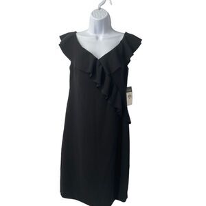 Lauren‎ Ralph Lauren Women Black Sheath Dress 8P NWT Ruffle Work Office Cocktail